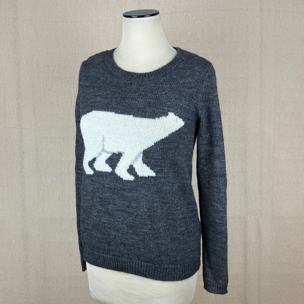 Garnet Hill Polar Bear Wool Alpaca Blend Sweater Gray - Picture 3 of 12